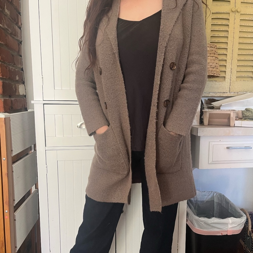 Brown Staccato Double Pocket Coatigan Stitch Fix SP